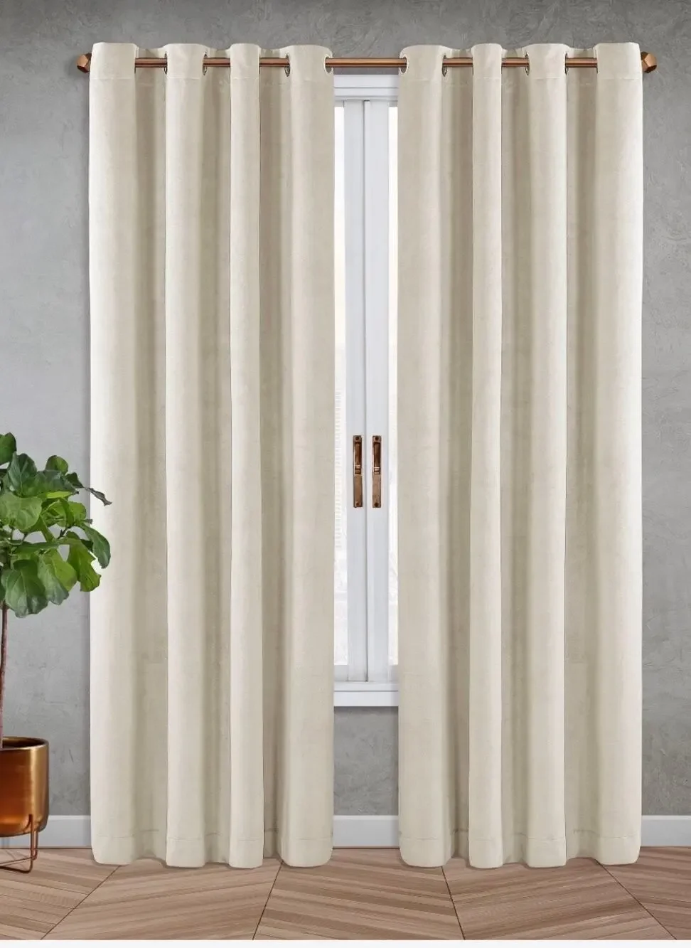 SilkHome Oatmeal Total Blackout Velvet Window Certain 2-pack 52” x 96” each